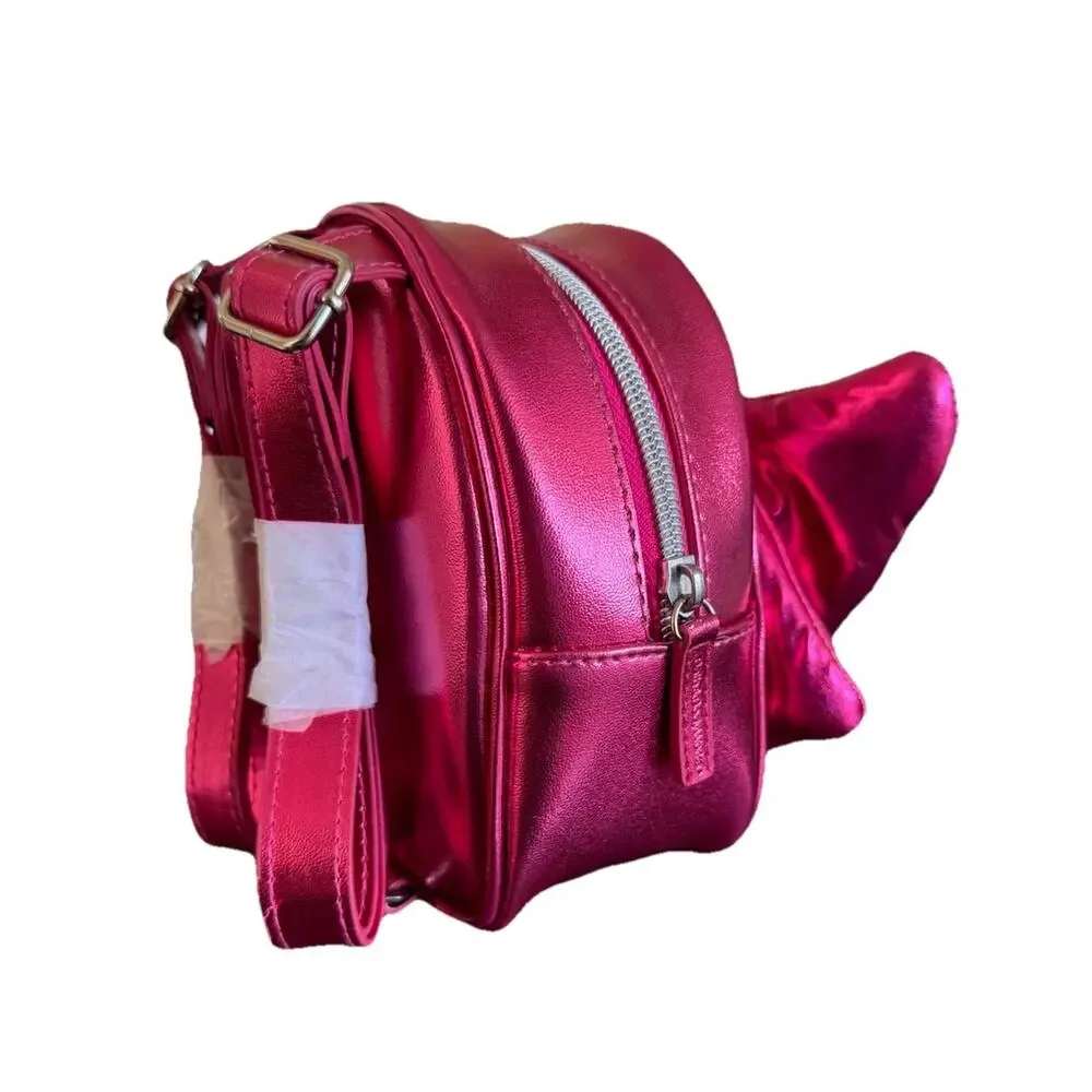 Bath and Body Works Puffy Bright Pink Bow Metallic Mini Backpack NWT Girls